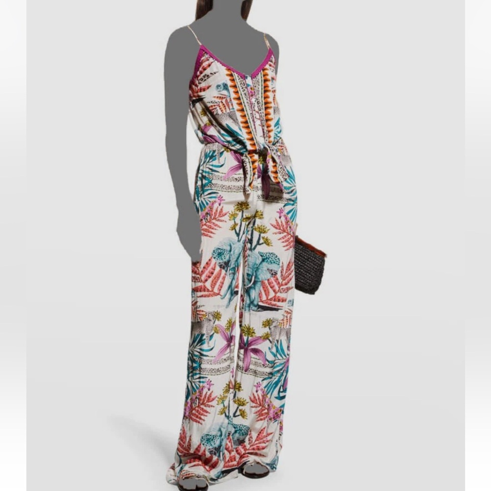 NWOT TAJ by Sabrina Crippa Jungle Floral Wide Leg Pant Set